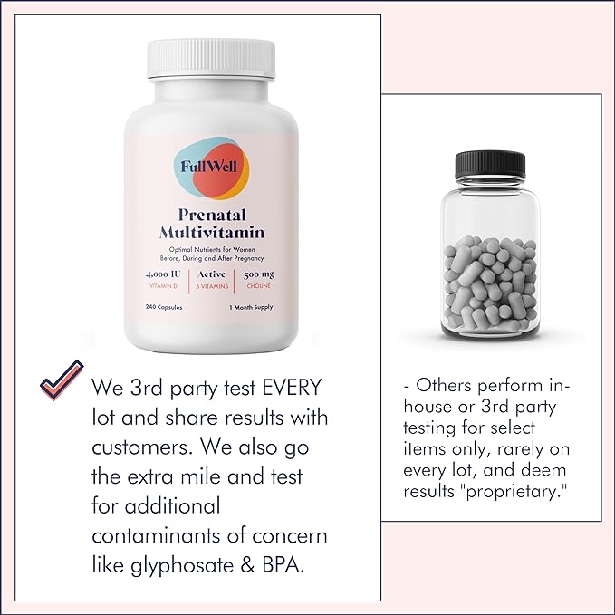 Prenatal Vitamins | Choline, folate, Vitamin D for fetal Growth, Brain Development | 26+ Vital Nutrients | Dietitian-Formulated, OBGYN Recommended, Non-GMO, 3rd Party Tested, 30 Servings