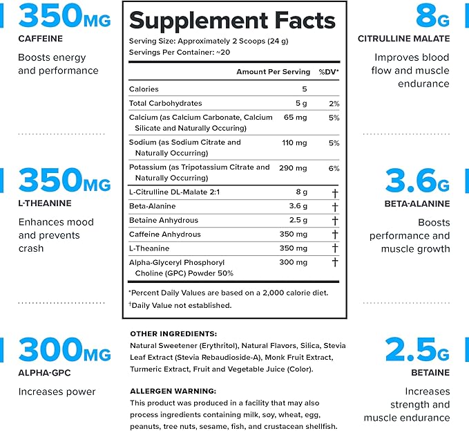 LEGION- All Natural Nitric Oxide Preworkout Drink to Boost Energy, Creatine Free, Naturally Sweetened, Beta Alanine, Citrulline, Alpha GPC (Blood Orange)