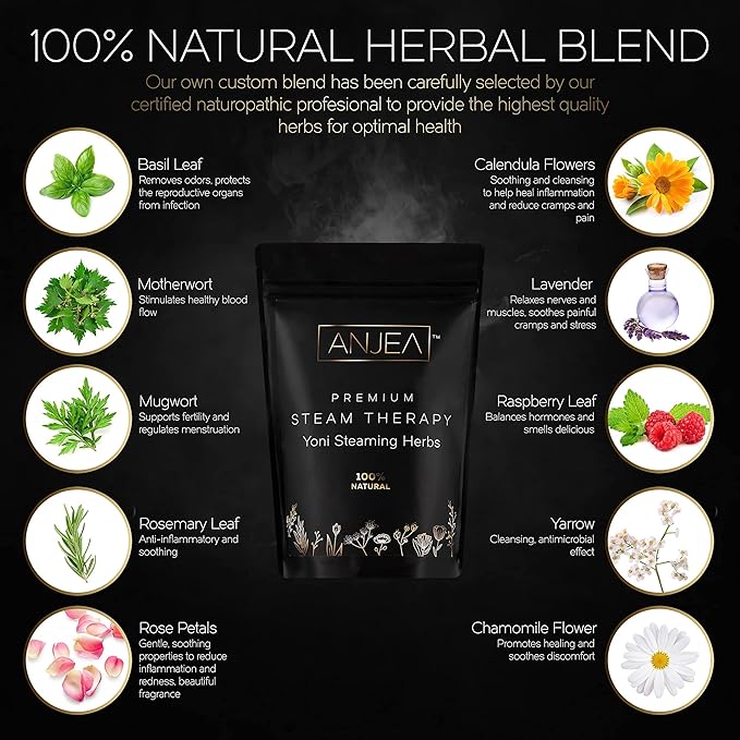 Yoni Steaming Herbs 4 oz (4-8 steams), Vsteam Herbs for Cleansing and Tightening Detox, Natural V Steam Herbs for V Steam Seat Kit, Herbal Sitz Bath Soak, Filter Bags Included