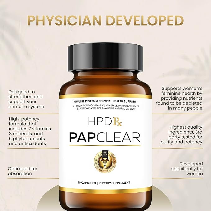PAPCLEAR Physician Formulated | All Natural Immune Support Supplement | Advanced Powerful Immunity Booster | 21 Vitamins & Nutrients with Organic Shiitake Mushroom & Lycopene | 90 Capsules | Pack of 2