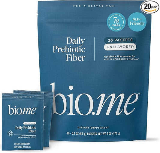 Daily Prebiotic Fiber Travel Packs 20 Servings - Fiber Supplement Powder for Digestive Health & Gut Health - Fiber Powder Unflavored Prebiotics, Non-GMO Dietary Fiber Gluten & Sugar Free Soluble Fiber