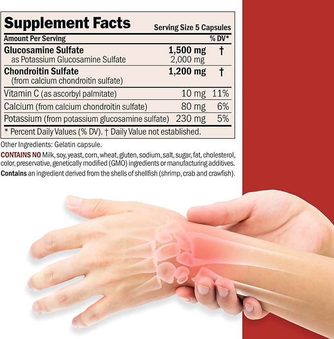 Andrew Lessman Glucosamine 1500 Chondroitin 1200-75 Capsules – 100% Sulfate Form, Research Established Ingredients and Levels for Support of Healthy Joint Tissue. Small Easy to Swallow Capsules