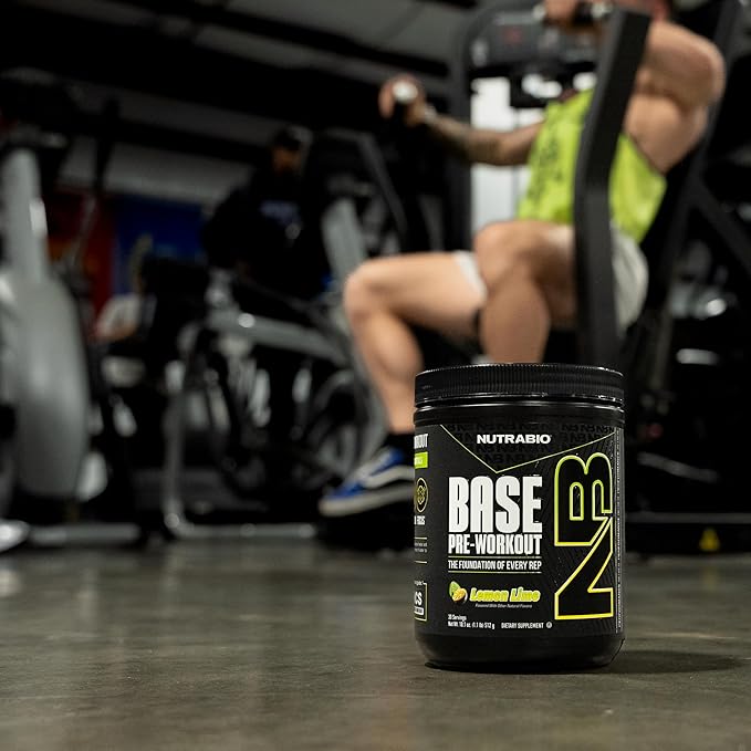 NutraBio Base Pre-Workout Sports Nutrition Powder - Sustained Energy, Mental Focus, Endurance, Hydration - Preworkout for Men and Women - Increase Energy- 30 Servings - Lemon Lime