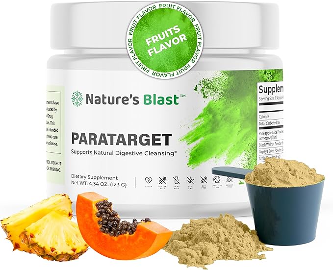 ParaTarget - Gut Cleanse Powder Supplement - Intestinal Gut Health Formula with Black Walnut, Wormwood, Turmeric & More - Natural Wellness Supplements for Women & Men - 30 Servings