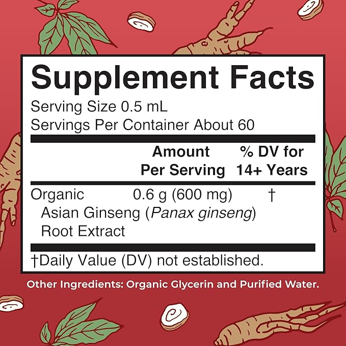 MaryRuth Organics Herbal Supplement Drop, Antioxidant, Boost Energy, Pack of 1, Ginseng Root for Vitality, Supports Focus and Endurance, Vegan, Non-GMO, Gluten Free, 1 Fluid Ounces