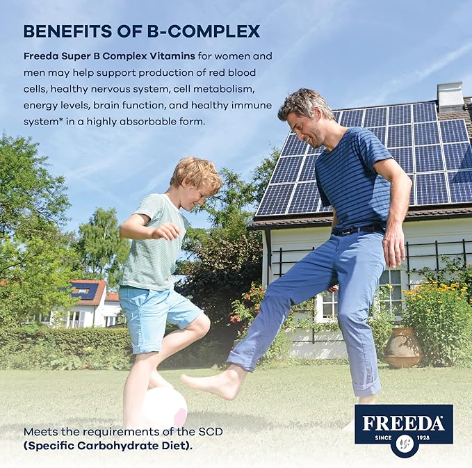 FREEDA SCD B Complex with Vitamin C & Zinc – Complete Vitamin B Complex (B1, B2, B3, B6, B12) – 100 Vegetarian Capsules, SCD Legal & Daily Health