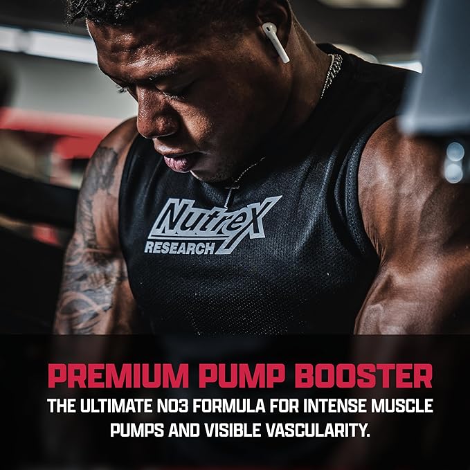 Nutrex Research NIOX Extreme Pumps NO3-T Arginine Nitrate Supplement with Vitamin C and AstraGin - Pre-Workout Booster for Muscle Pump, Vascularity, and Endurance - 90 Capsules