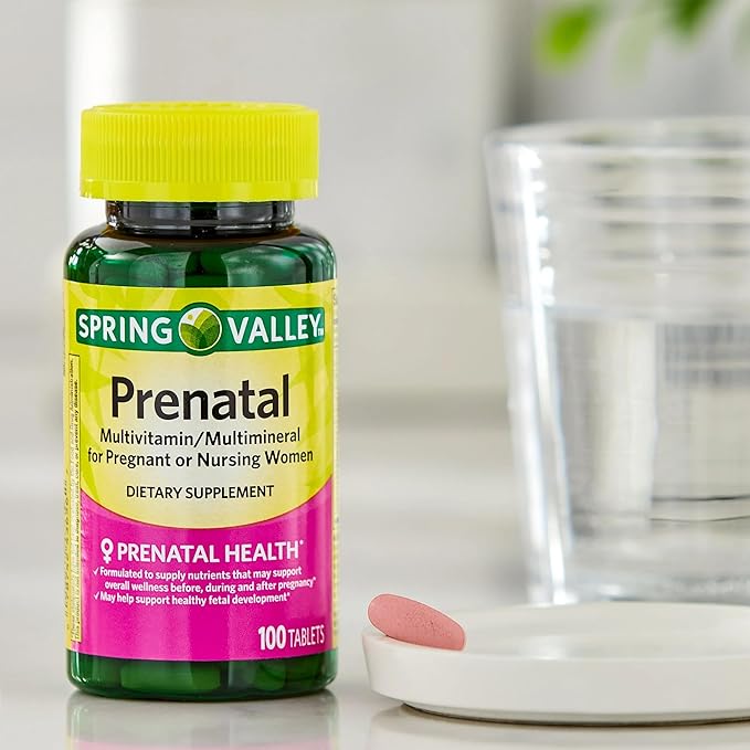 Prenatal Multivitamin and Multimineral, 100 Tablets (Pack of 2) for Pregnant and Nursing Women With 14 Essential Nutrients Including Iron, Calcium, Folic Acid, and Vitamin D, Gluten-Free, Lactose-Free