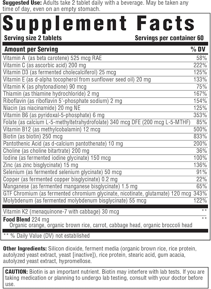 Innate Response Formulas Men’s 40+ Multivitamin - Daily Multivitamin for Men 40 and Over - Iron-Free - Includes Vitamins B12, B6, and D3 - Vegetarian and Non-GMO - 120 Tablets (60 Servings)