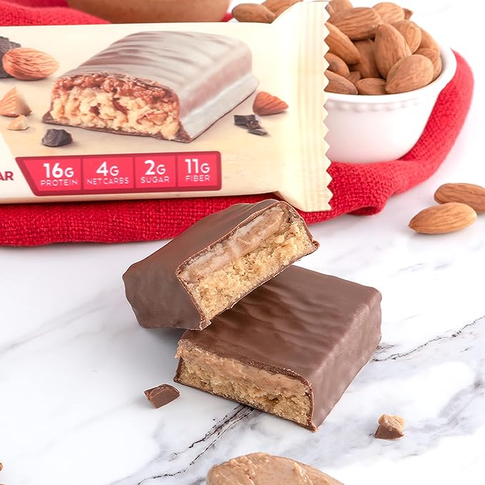 Atkins Soft Baked Energy Bars, Blueberry, 15g Protein,2g Sugar, Excellent Source of Fiber, Low Carb, 4 Packs (5 Bars Each) & Chocolate Almond Butter Protein Meal Bar, Keto Friendly, 5 Count