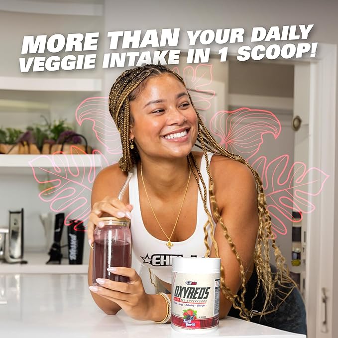 EHP Labs OxyReds Superfood Beets Powder - Nitric Oxide Supplement, Organic Beet Root Powder, Immune Support Supplement & Prebiotics for Digestive Health, Beet Powder - Fruit Xplosion, 30 Servings