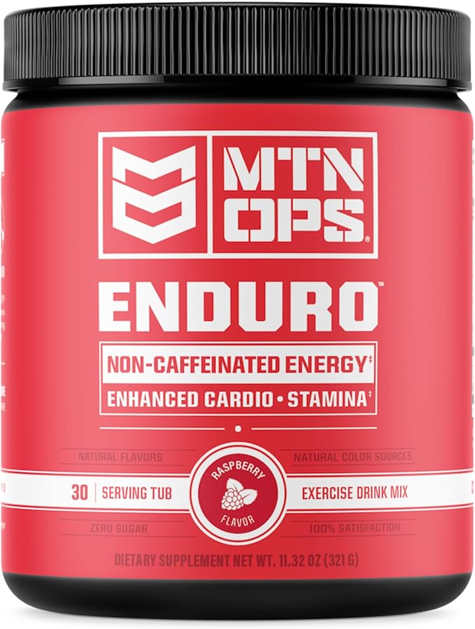 MTN OPS Enduro Nitric Oxide Supplement & Stim-Free Pre Workout - 30 Servings - with Magnesium Citrate, Beet Root Powder, Niacinamide, L Arginine & L Citrulline - Raspberry Flavor