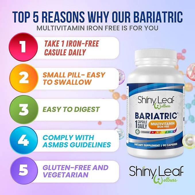 Bariatric Multivitamin Iron Free Capsules Calcium Citrate Chewable Strawberry Flavor - for Post Bariatric Surgery Including Gastric Bypass and Sleeve (30 Days)