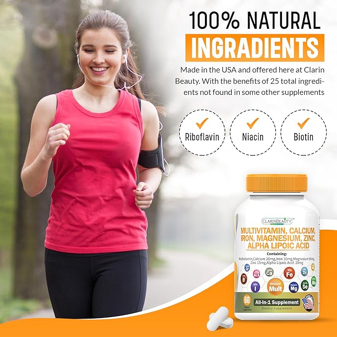 Advanced Multivitamin, Calsium, Iron, Magnesium, Zinc, with Vitamins A, C, D, C, B-12, K-2 & More for Heart Health, Energy, Metabolism, Muscle, Immune, Skin, Bone, & Eye Support