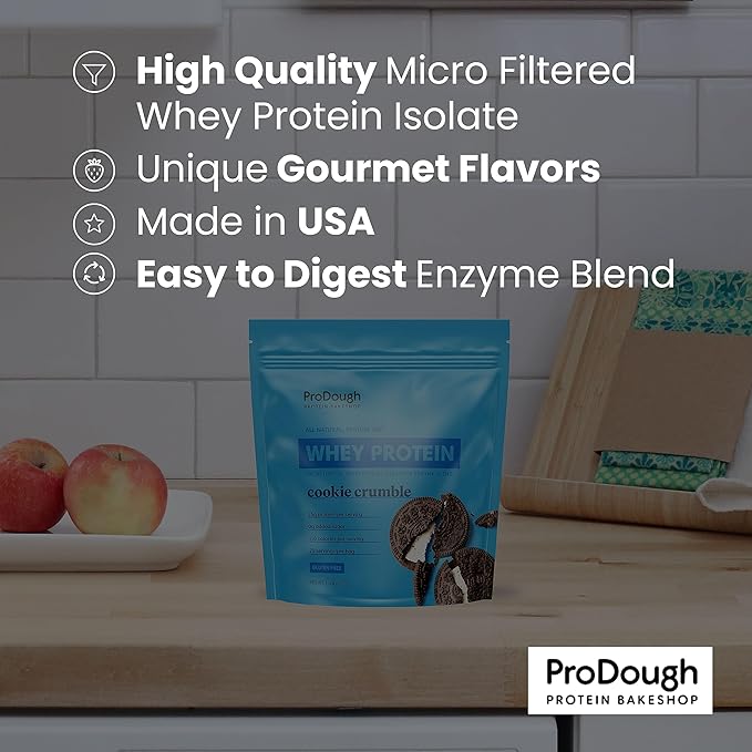 ProDough Gourmet Whey Isolate Hydrolized Protein Powder for Shake Mix- Easy Digest Enzyme Blend, 25g Protein per Serving, Natural Ingredients, Gluten Free, Keto Friendly (Horchata)