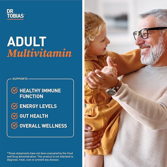 Dr. Tobias Adult Multivitamin for Women & Men, Energy & Immune Support from 42 Fruits & Vegetables Plus Probiotics, Comprehensive Daily Multivitamins for Men & Women, Non-GMO, 90 Tablets, 30 Servings