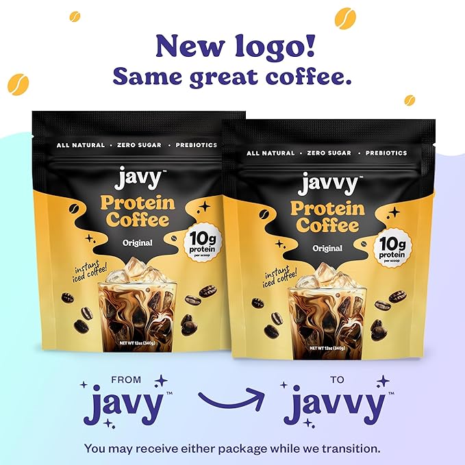 Javy Caramel Protein Coffee - Premium Whey Protein & Instant Iced Coffee - 100% Arabica Coffee - Zero Artificial Flavors & Sweeteners, 20 Servings