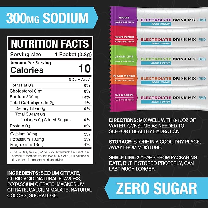 Zero Sugar, Keto Electrolyte Powder, Hydration Packets, Made in USA (Peach Mango, 25 Count)