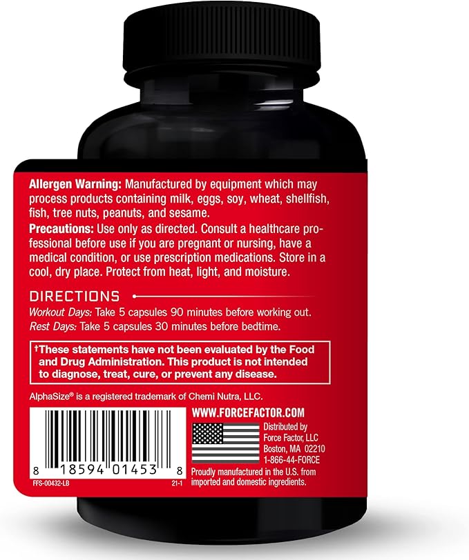 FORCE FACTOR Prime HGH Secretion Activator, 3-Pack, HGH Supplement for Men with Clinically Studied AlphaSize to Help Trigger HGH Production, Increase Workout Force, & Improve Performance, 225 Count