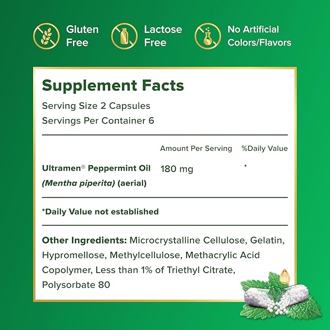 IBgard Gut Health Supplement, Peppermint Oil Capsules for Abdominal Comfort, 12 Capsules (Packaging May Vary)