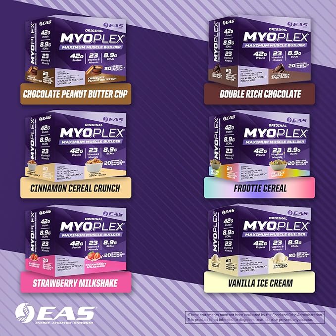 Original Myoplex Maximum Muscle Builder | Meal Replacement Protein Drink Mix | Quality Protein Blend | 42g Protein | 20 Individual Packets (Frootie Cereal)