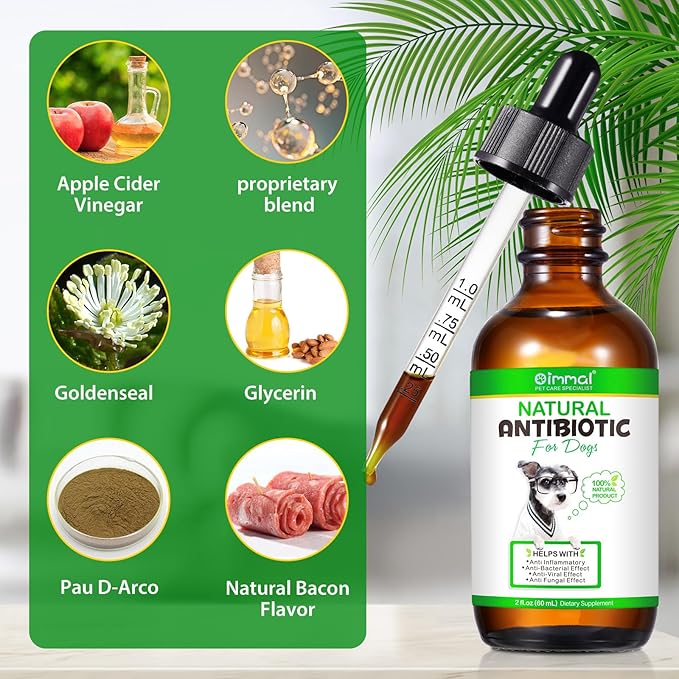 Antibiotics for Dogs, Dog Antibiotics, Dog Supplies Antibiotics, Natural Dog Antibiotics Supports Dog Allergy and Itch Relief, Dog Multivitamin for Pets-60ml / 2 Fl Oz
