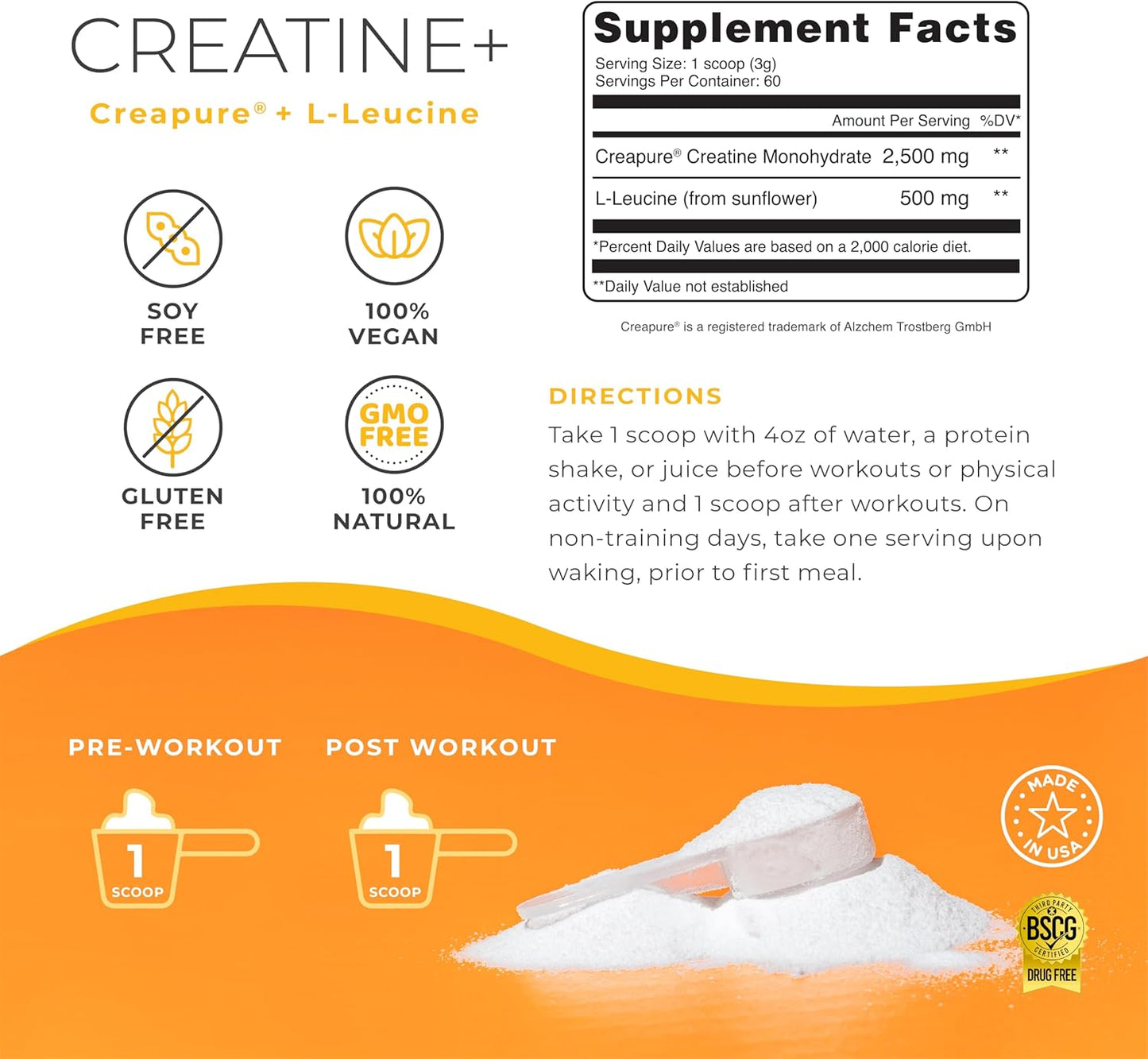 One Sol Creatine for Women Booty Gain, All Natural Women's Creatine Powder with Creapure, Increase Lean Muscle Mass, Reduce Recovery Time, Promotes Brain & Bone Health (Unflavored, 100 Servings)