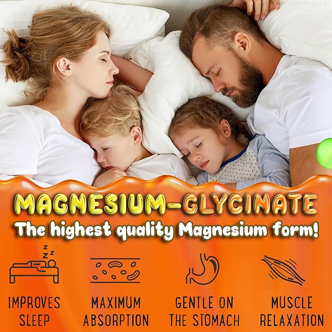 Magnesium Glycinate Gummies 400mg - Magnesium for Sleep, Calm, Relax & Muscle Relief with B6 & D3 and No Melatonin - Family-Friendly for Kids, Teens & Adults - Vegan & Non-GMO Supplement - 60 Count