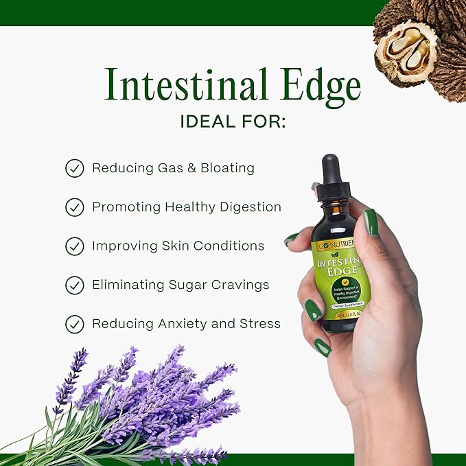 Go Nutrients Intestinal Edge - Gut Cleanse for Humans with Wormwood, Black Walnut, Clove & More - Liquid Drops for Digestive Support - Non-GMO Tincture - 2oz