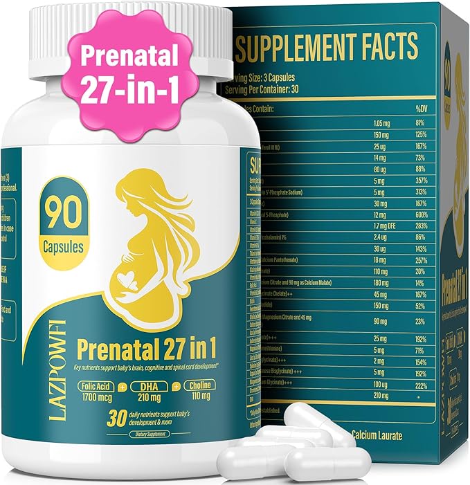 Prenatal Vitamins for Women multivitamin with Folic Acid DHA Choline for Pregnant and Breastfeeding Women Niacinamide Biotin and Minerals 27 in 1 Needed Supplement 90 Capsules-49