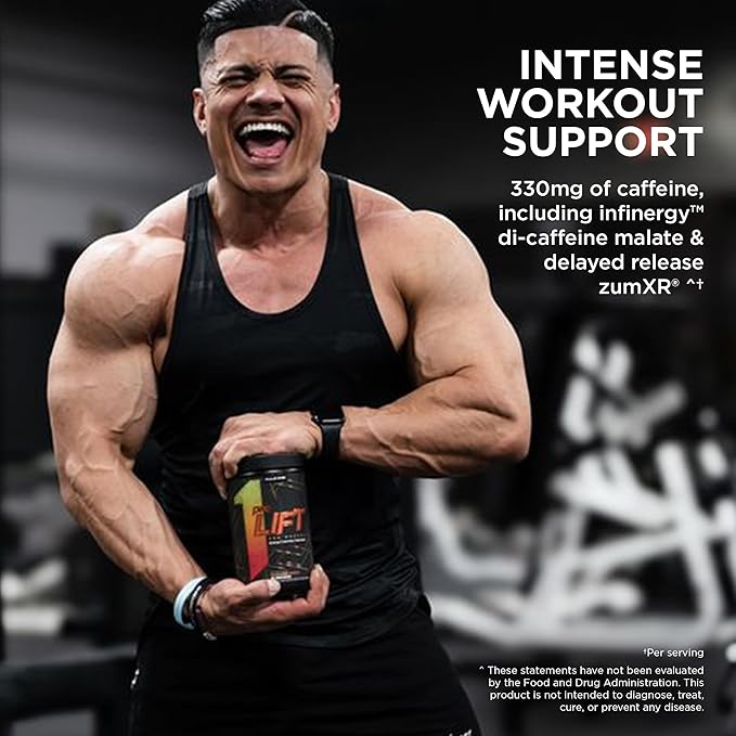 Rule 1 preLIFT Pre-Workout, 6g Citrulline, 3.2g Beta Alanine, 3 Caffeine Sources + 20 Others for Energy, Alertness, & Endurance (30 Servings, Wild Grape)