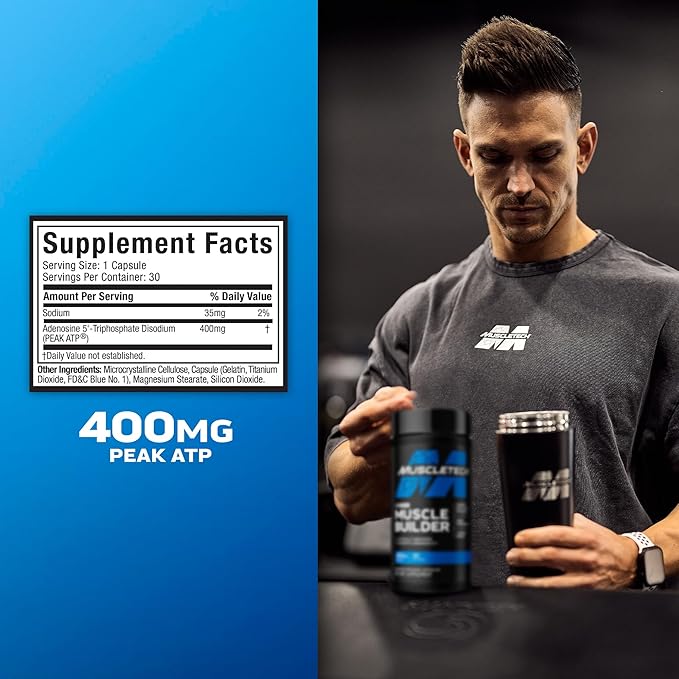 Muscletech Nitric Oxide Supplements for Men & Women, Muscle Builder (30 Capsules) - Nitric Oxide Booster Supplement Supports Muscle Gain & Performance - 400mg Peak ATP for Enhanced Strength