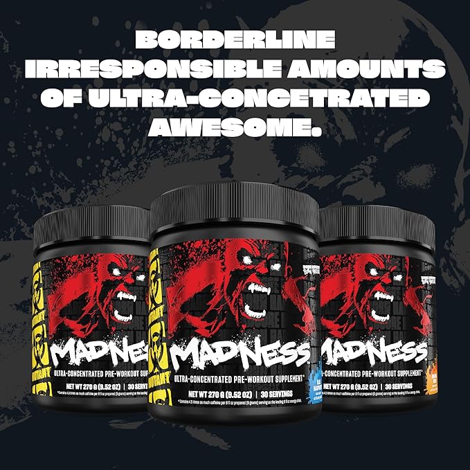 Mutant Madness | Pre Workout Powder Supplement Performance and Pump Blend Includes L-Citrulline, Beta-Alanine, Taurine, L-Tyrosine | 30 Serving | Lemonade