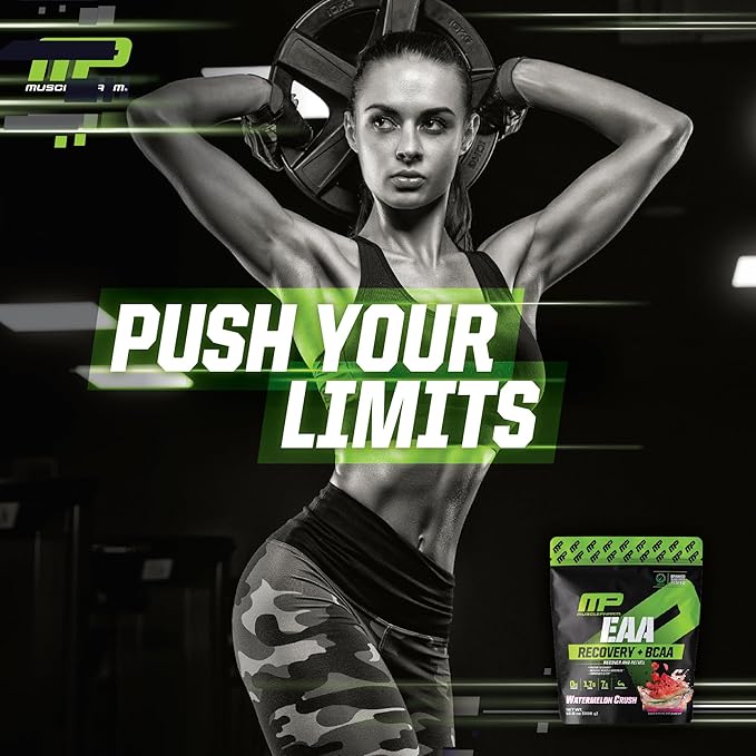 Muscle Pharm EAA Recovery + BCAAs, Post Workout Essential Amino Acids Powder, Pre Workout Energy Supplement for Men & Women with Branched Chain Amino Acids, 30 Servings (Watermelon Crush)