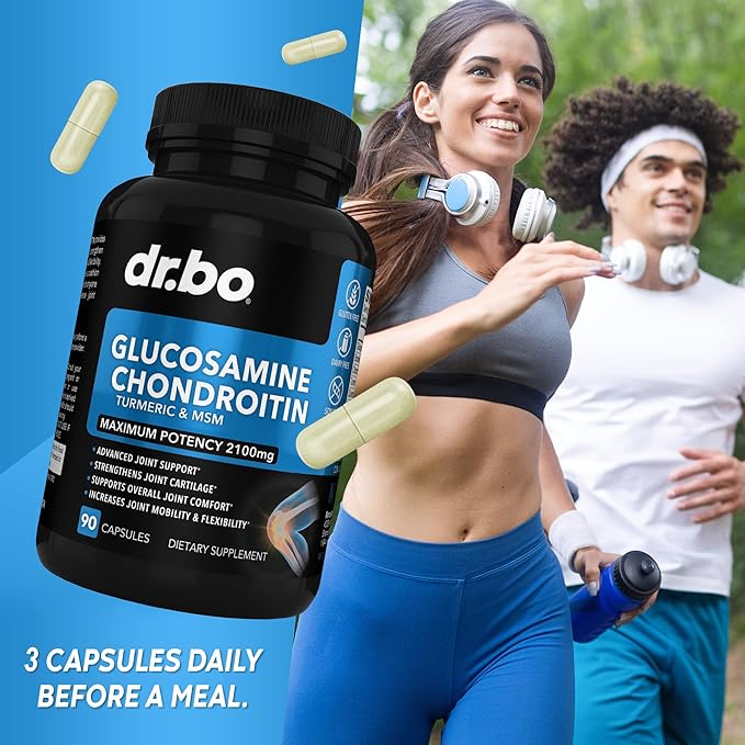 Glucosamine Chondroitin MSM Turmeric - Joint Health Supplement 2100mg Knee Bone & Joints - Joint Support Supplement Pills Advanced Glucosamine Sulfate Capsules Joint Supplements for Men Women Adults
