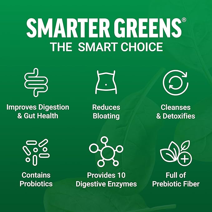 FORCE FACTOR Smarter Greens Superfoods Powder to Support Digestion, Gut Health, Bloating, Greens Powder with Probiotics, Prebiotics, Digestive Enzymes, & Adaptogens, Pomegranate Berry, 30 Servings