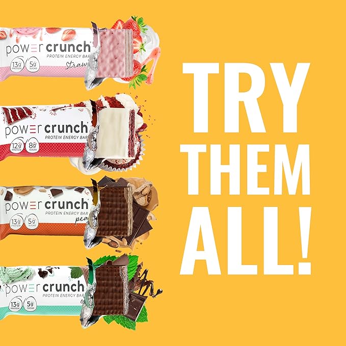 Power Crunch Protein Wafer Bars, High Protein Snacks with Delicious Taste, Peanut Butter Crème, 1.4 Ounce (12 Count) (Pack of 2)