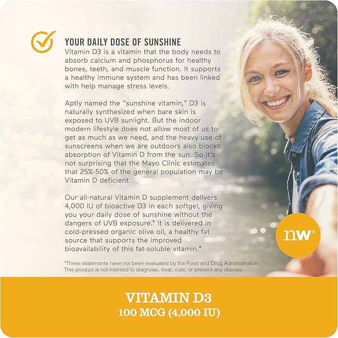 NatureWise Vitamin D3 4000iu (50 mcg) 90-Day Supply for Immune Support, Healthy Muscle Function, and Bone Health - Non-GMO, Gluten Free in Organic Extra Virgin Olive Oil, (Mini Softgel), 90 Count
