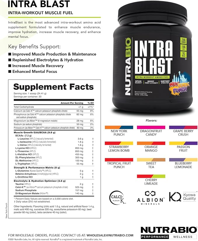 NutraBio Intra Blast Electrolyte Performance Matrix (723 g) 30 Servings, Orange Mango