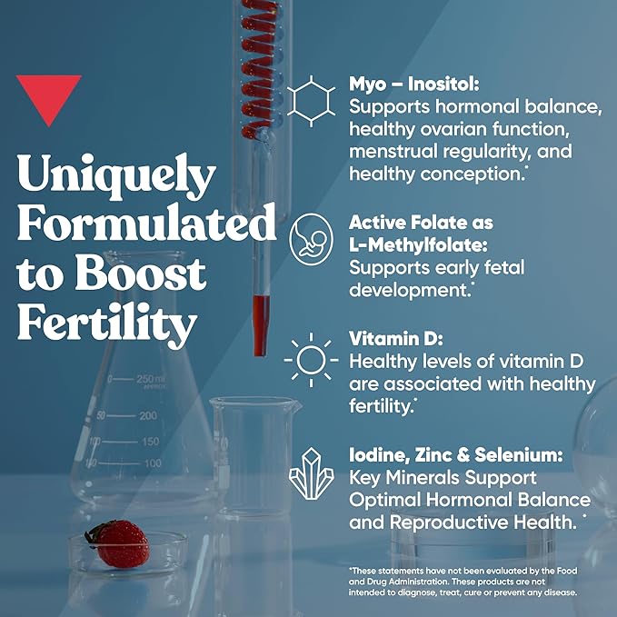 Conception for Her Fertility Gummies - Fertility Supplements for Women with Myo Inositol, Folate & More Essential Nutrients - Delicious Juicy Strawberry Hormone Balance Vitamins, 75 ct Gummies