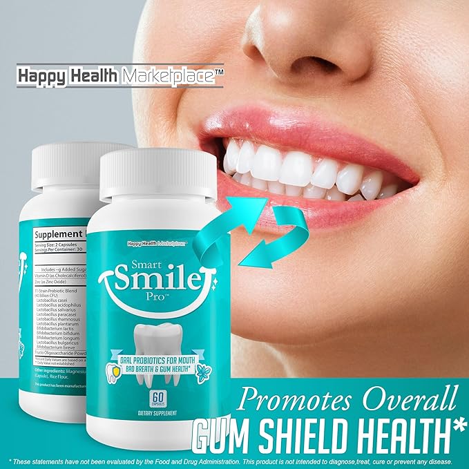 Smart Smile Pro - Our Best Oral Probiotics for Teeth and Gums - Oral Dental Probiotics - Probiotics for Teeth Health Supplement - Oral Probiotic Teeth Supplement - Probiotic Teeth Vitamins Supplements
