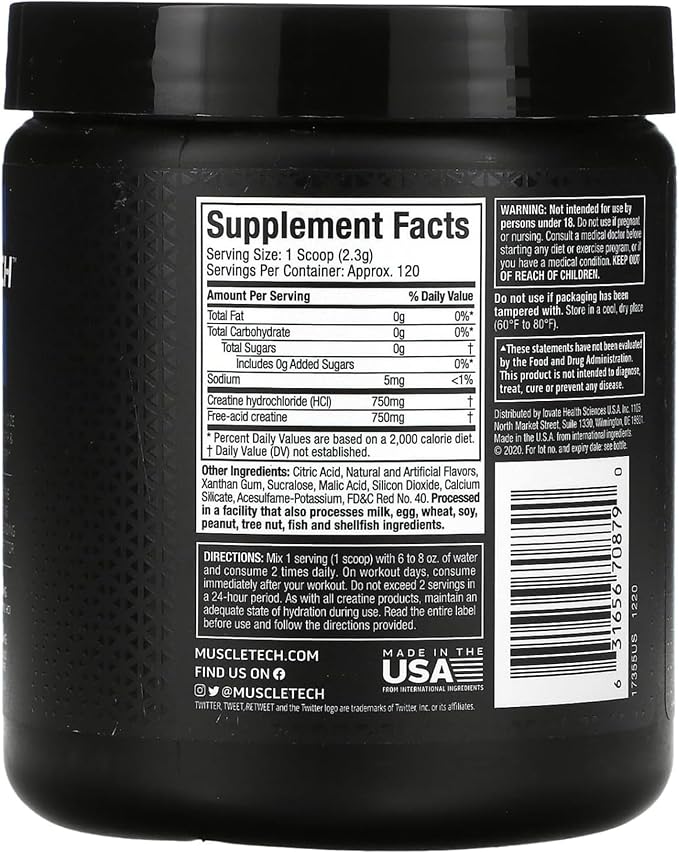 MuscleTech Cell-Tech Creactor - Creatine HCl Formula - Muscle Builder for Men & Women - Creatine HCl + Free-Acid Creatine Supplements - Fruit Punch Extreme, 120 Servings