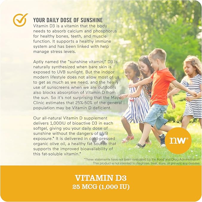 NatureWise Vitamin D3 1000iu (25 mcg) 1 Month Supply for Healthy Muscle Function, Bone Health and Immune Support, Non-GMO, Gluten Free in Cold-Pressed Olive Oil, Packaging May V, 30 Count