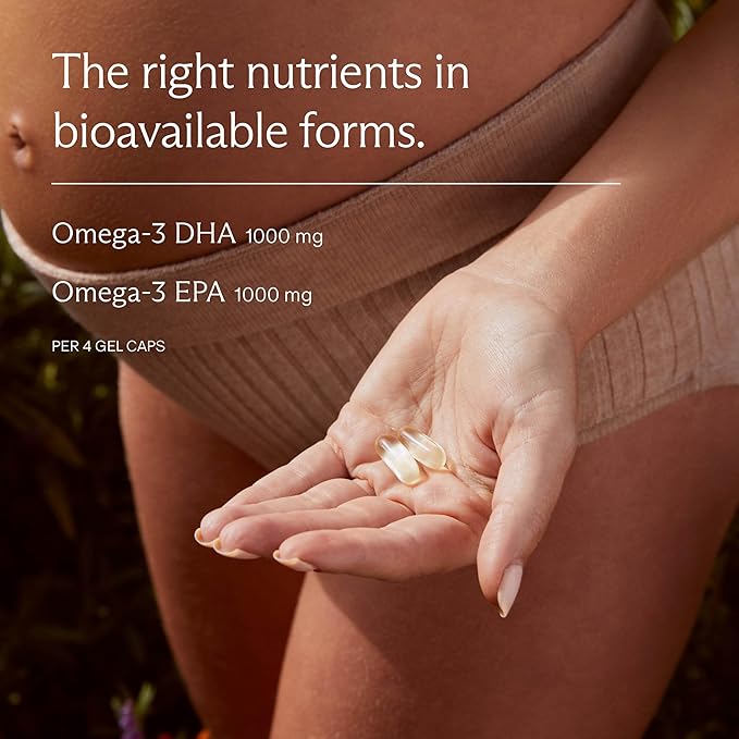 Needed. Prenatal Omega-3 - High Potency Dose of Sustainably Sourced Fish Oil, 1000mg DHA, 1000mg EPA, Encased in a Gelatin-Free, Plant-Based Softgel Shell, Daily 4 Softgel Dose, 30-Day Supply