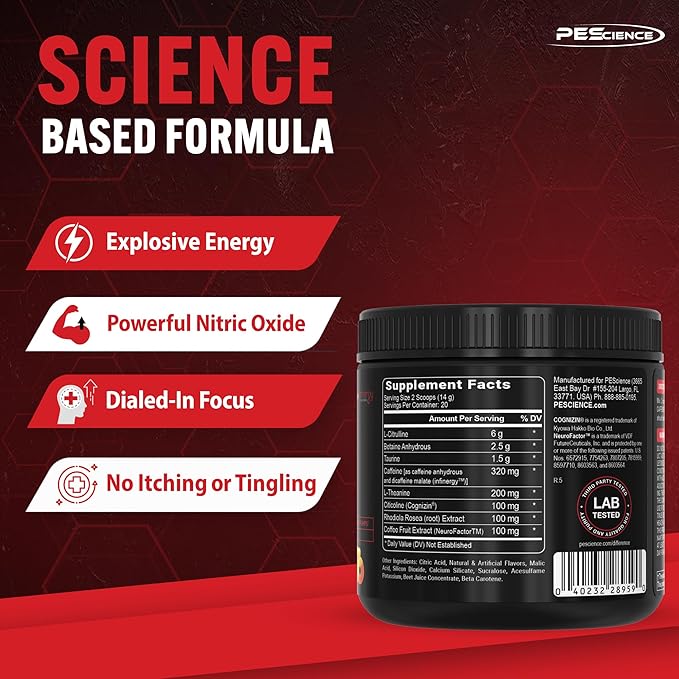 PEScience Prolific Pre Workout, Melon Berry Twist, 40 Scoops, Energy Supplement with Nitric Oxide