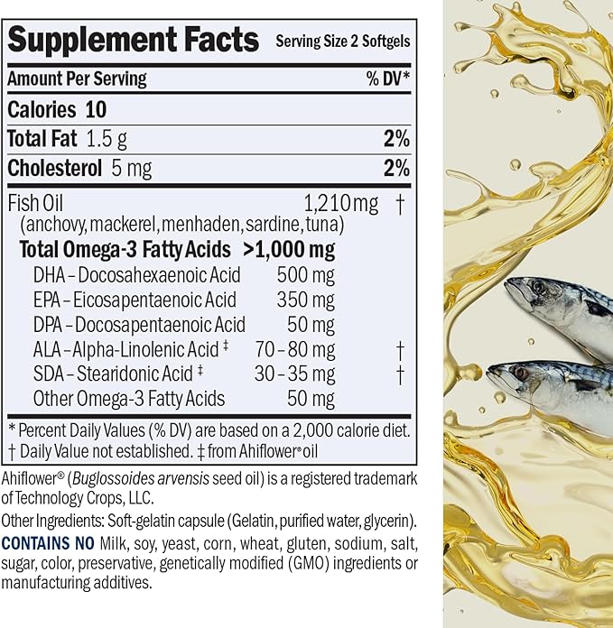 ANDREW LESSMAN Maximum Essential Omega-3 Unflavored, 180 Softgels - Ultra-Pure Omega-3 Fish Oil 1200 mg - High DHA, No Mercury Fish Oil Omega 3 Supplement - Small, Easy to Swallow Fish Oil Capsules