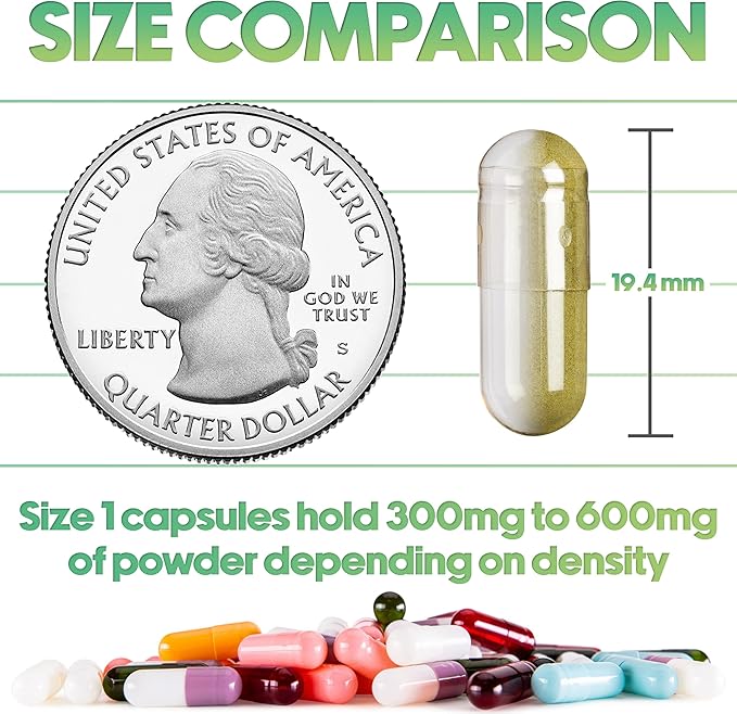 XPRS Nutra Size 1 Gelatin Separated Capsules - 1000 Count Empty Pill Capsules Separated in Bags - Clear Empty Capsules - Separated Empty Capsules - Pill Capsules Empty for DIY Supplement Filling
