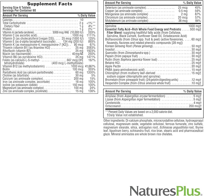 Natures Plus Source of Life - 360 Mini-Tabs, Pack of 2 - Multivitamin & Mineral Supplement - Supports Natural Energy & Overall Well-Being - Gluten Free, Vegetarian - 120 Total Servings