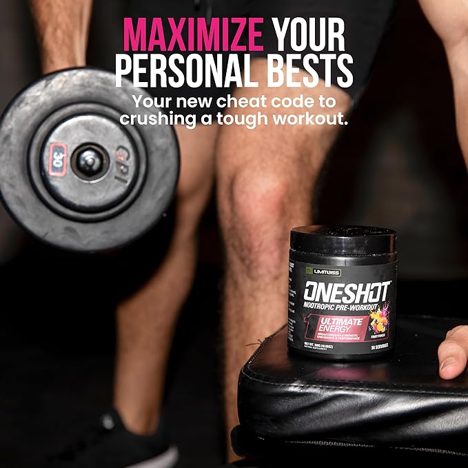 ONESHOT Pre Workout Powder for Men and Women - BCAAS Amino Acids Supplement Powder, 200mg Caffeine Powder, Beta Alanine Powder, Citrulline Malate Preworkout Powder - Fruit Punch - 30 Servings