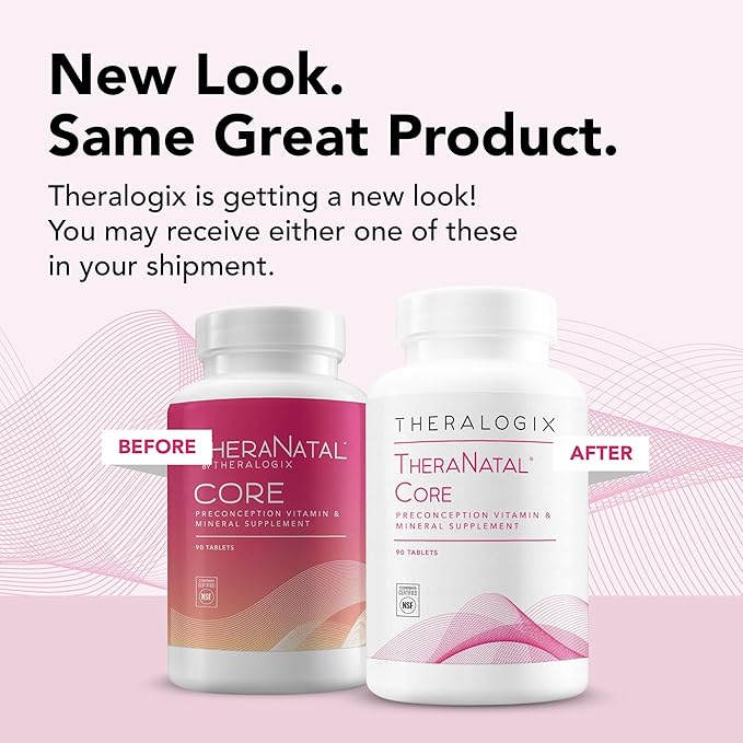 Theralogix TheraNatal Core Preconception Vitamin Supplement - 90-Day Supply - Prenatal Vitamins & Fertility Supplement for Women with Folate, Vitamin D3, Choline & More* - NSF Certified - 90 Tablets